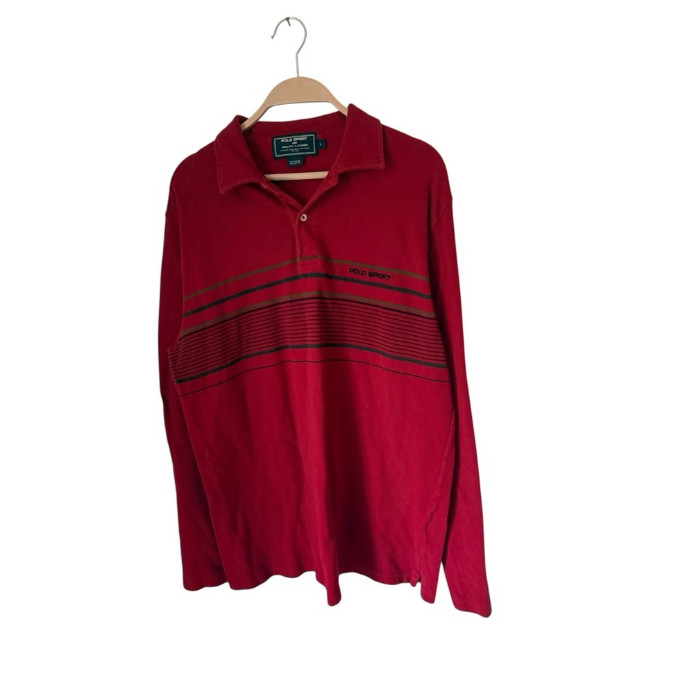 Ralph Lauren Polo Sport Shirt Size Large‎ Red Long Sleeve Polo Sport Spell Out L